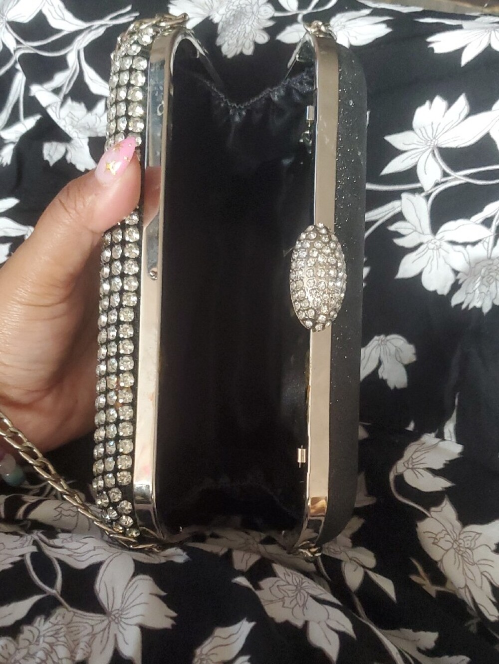 Source Unknown Silver Rhinestone Chain Clutch - Picture 9 of 9